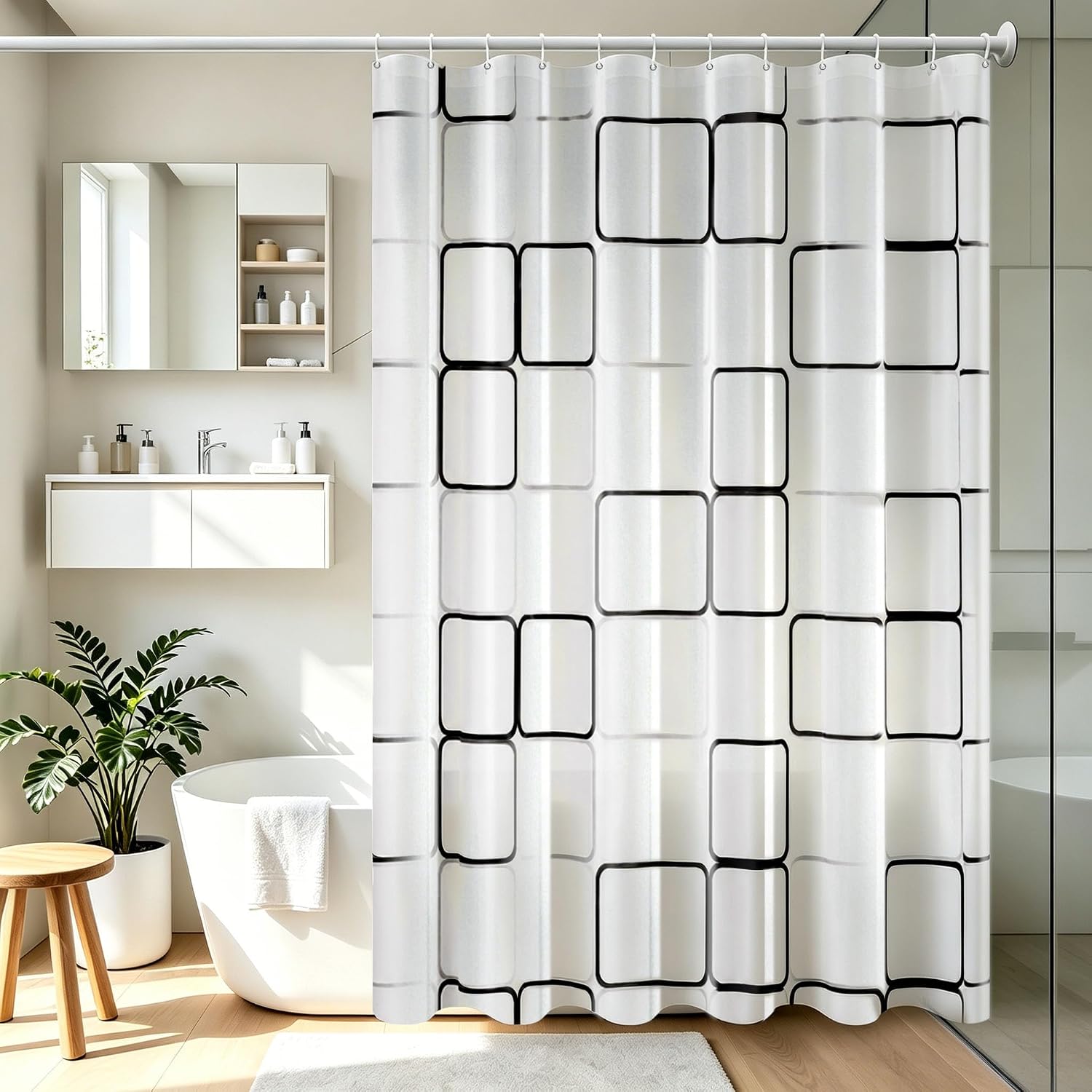 Zasłona prysznicowa antypleśniowa, 200*220 cm, zasłona do wanny, wodoodporny materiał PEVA, z oczkami i haczykami.