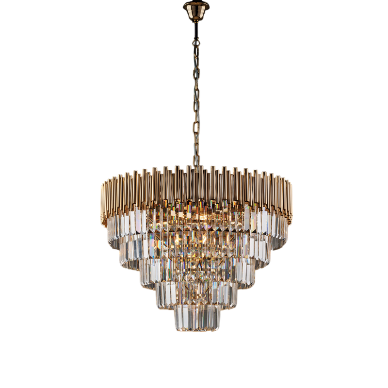 Lampadario in ferro dorato con strass 9 luci H.47 - MAX 107 - Ø62