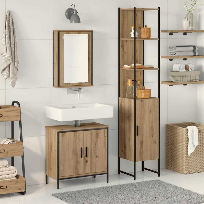 Zestaw mebli łazienkowych 3 pcs Brązowy Materiał drewnopochodny vidaXL