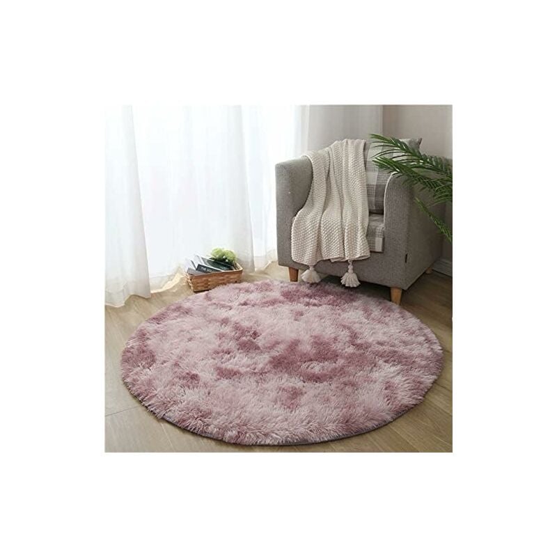 Dywanik Podłogowy Okrągły Dywan Tie-dye Gradient Kolorów Net Czerwony Ten Sam Przy Łóżku Dywan z Długim Włosem Dekoracja Pokoju-60*60cm