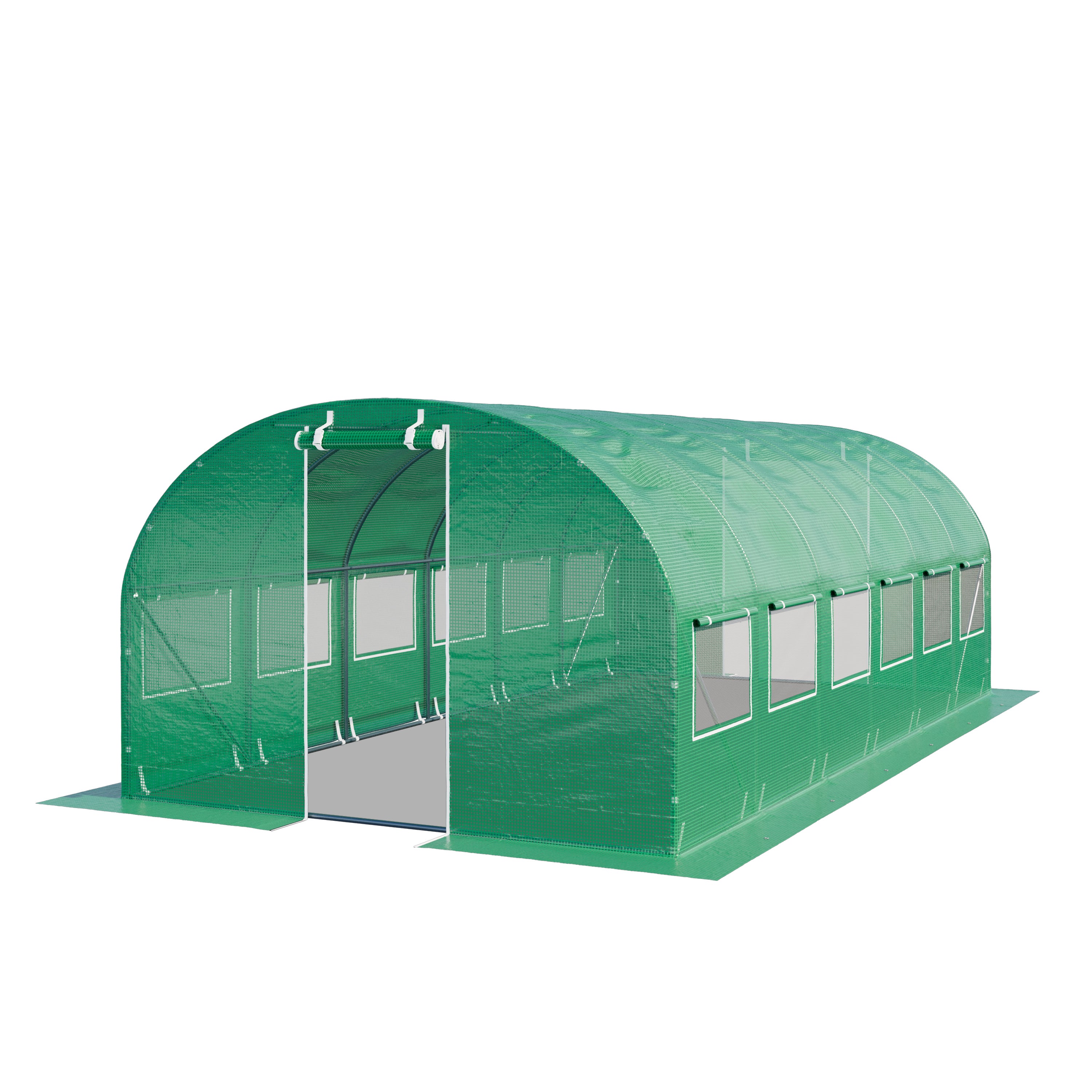 TOOLPORT Tunel foliowy Szklarnia foliowa 4x6m z oknami - Plandeka PE o gramaturze 180g/m² zielony przezroczysta