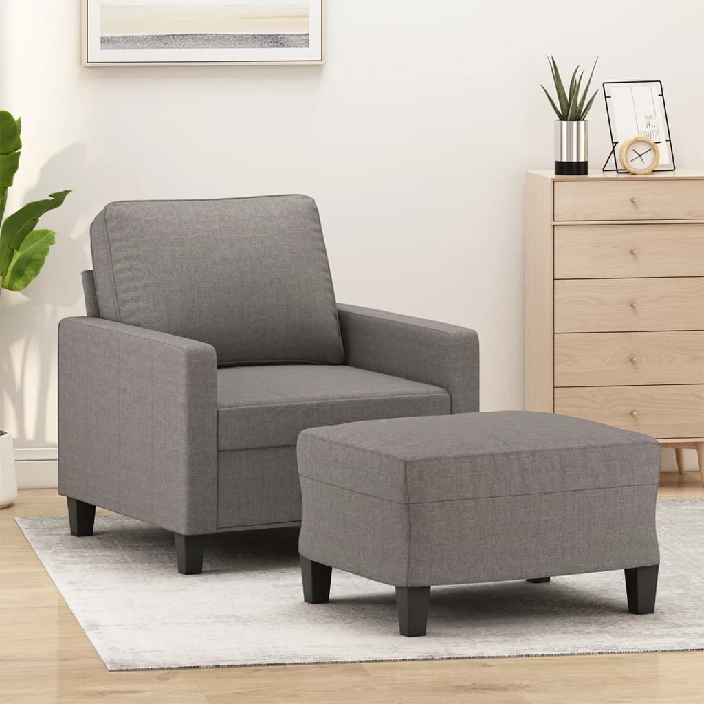 Fotel z podnóżkiem, taupe, 60 cm, obity tkaniną vidaXL