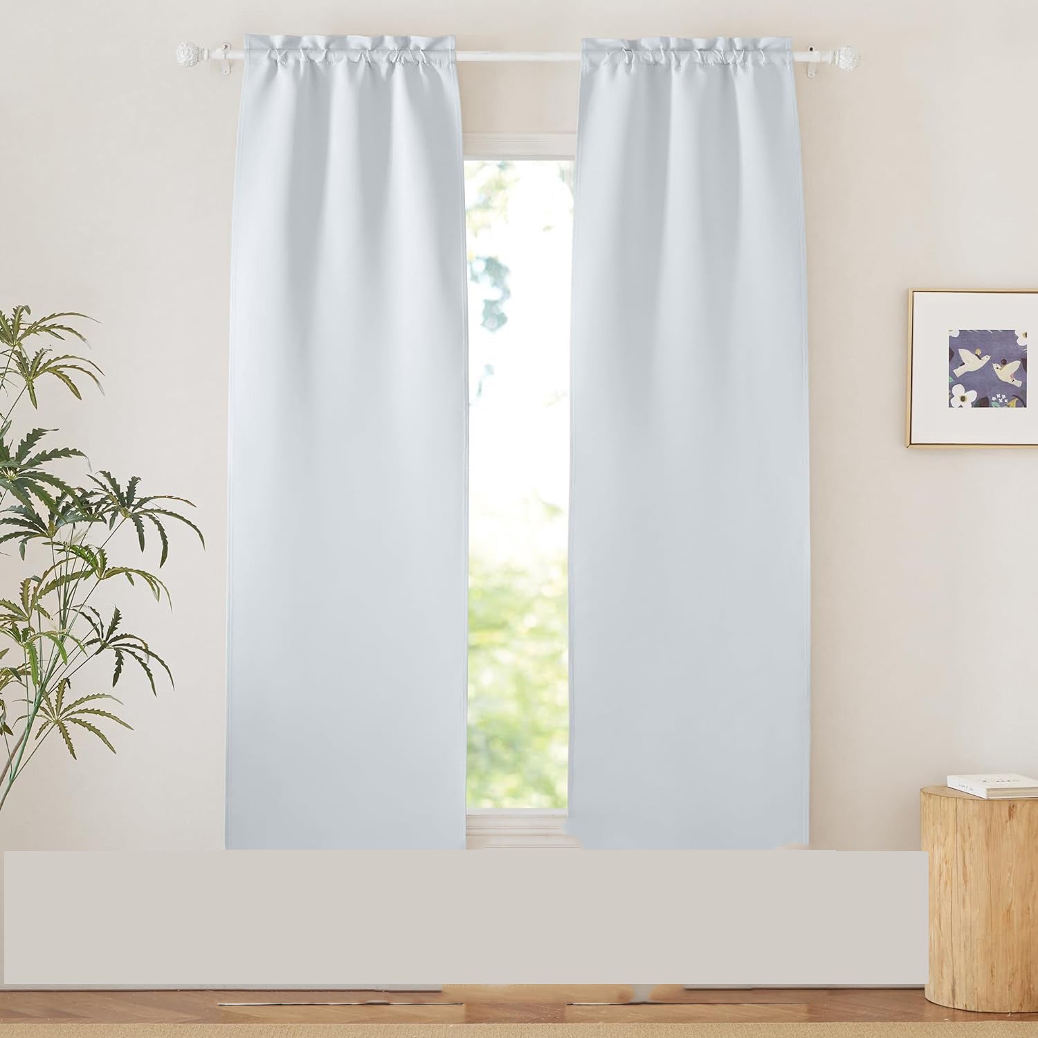 2 sztuki Zasłona Bistro Panel Zaciemniający Zasłona Nieprzezroczysta Krótka Zasłona 132*46cm, Nieprzezroczysta Zasłona Kuchenna - Biały