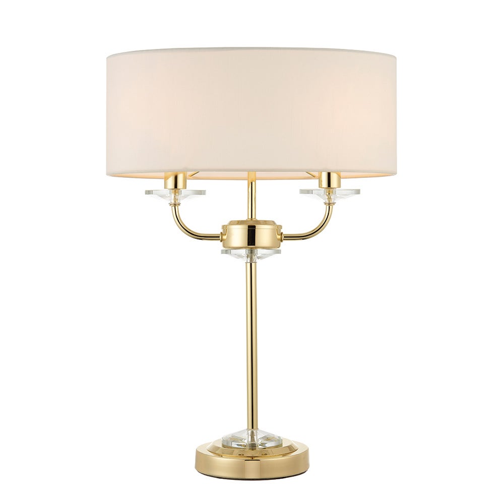 Lampa stołowa klasyczna podwójna mosiężna z abażurem 2xE14 40W NIXON Endon