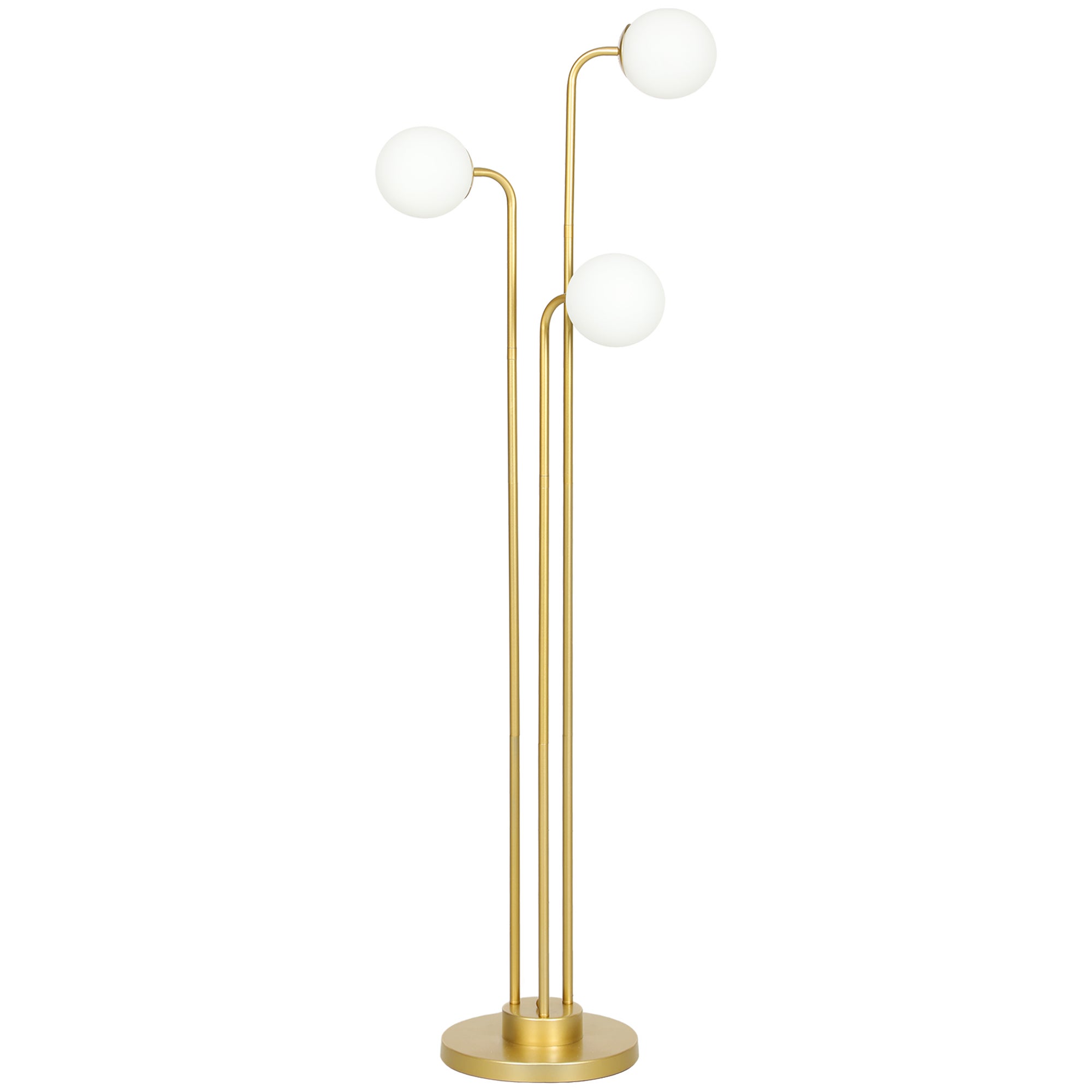 Lampa stojąca z obrotowymi kloszami, lampka do czytania 120 W, lampka nocna o wysokości 1,65 m z przełącznikiem nożnym, złota