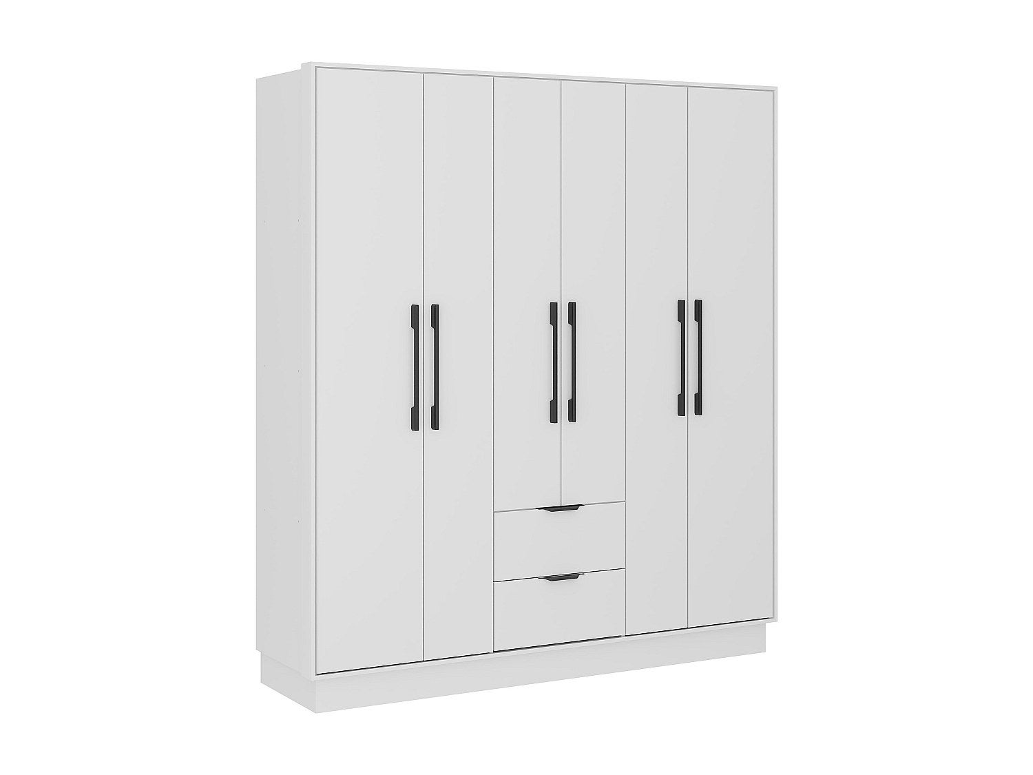 Szafa 6-drzwiowa z 2 szufladami – dł. 162 cm – biała – FEOVA