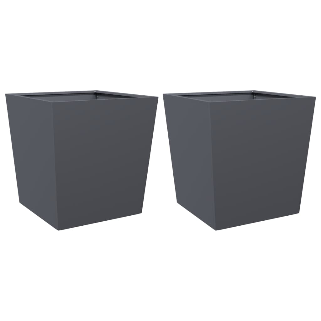 2x Donica Ogrodowa Metalowa Antracytowa z Dnem na Taras