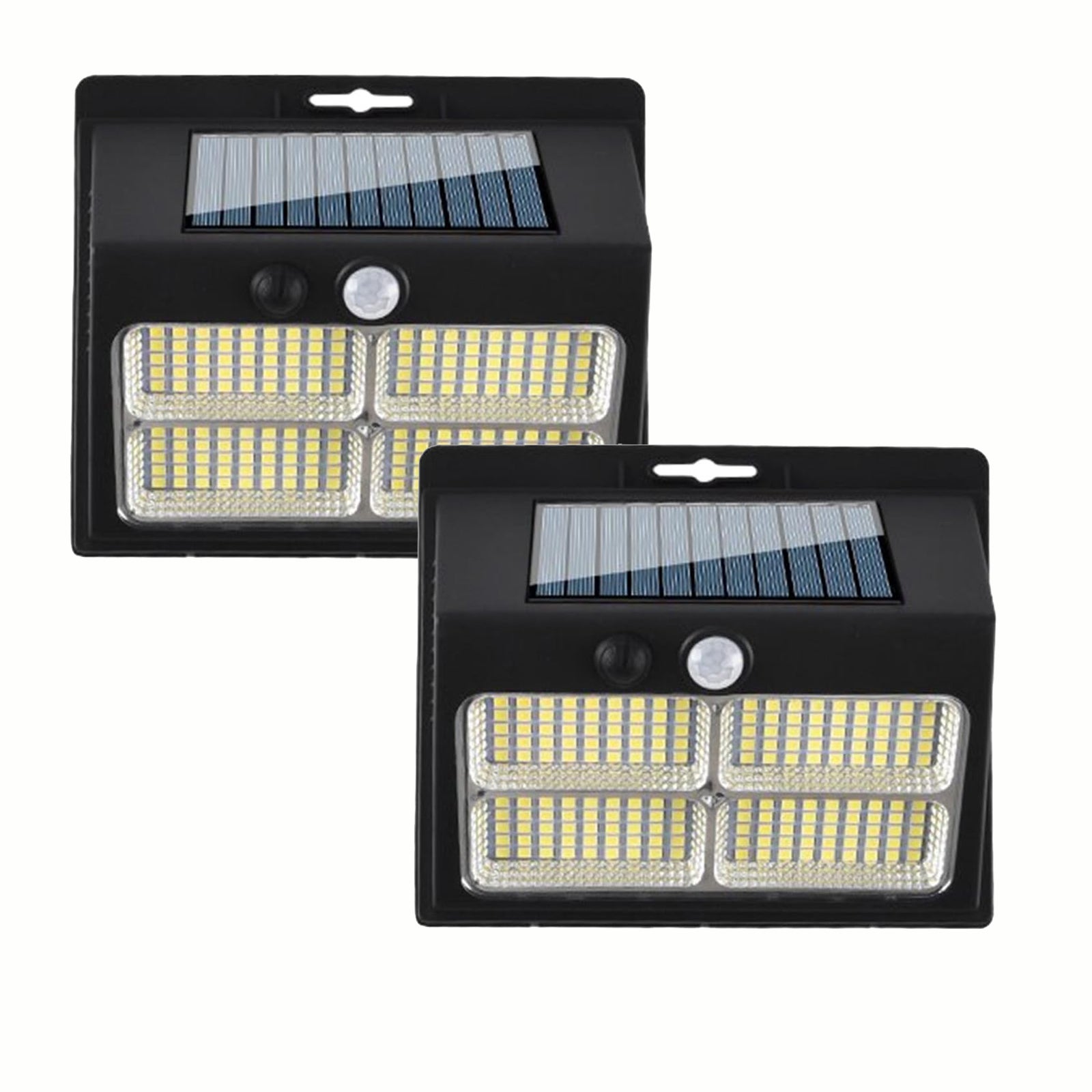 2 sztuki zewnętrznych lamp słonecznych COB z czujnikiem ruchu na ciało humanoidalne, 3 tryby.