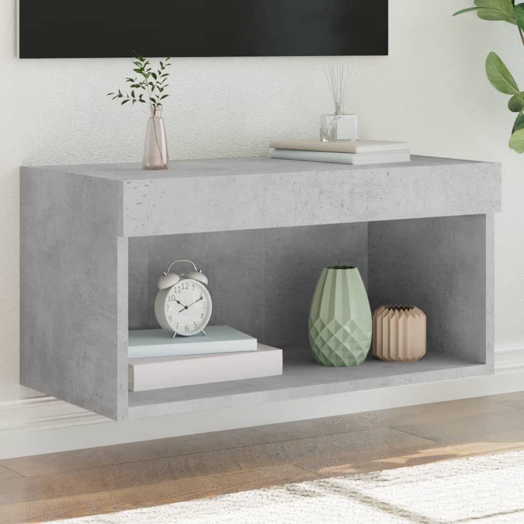 vidaXL Szafka TV, z oświetleniem LED, szarość betonu, 60x30x30 cm