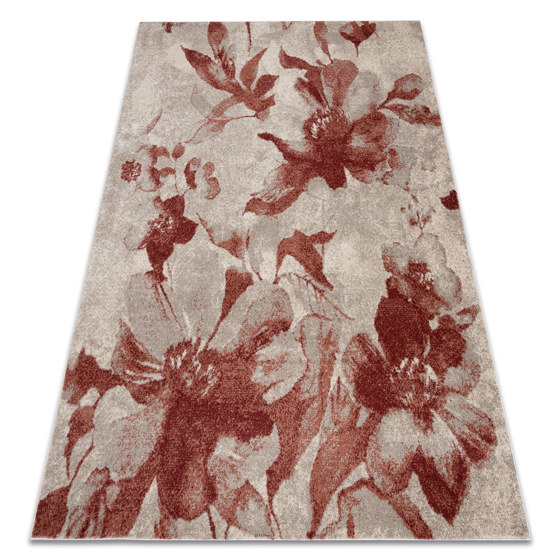 Dywan FUSION 8259 krem / bordo - Kwiaty, nowoczesny, abstrakcyjny 80x150 cm