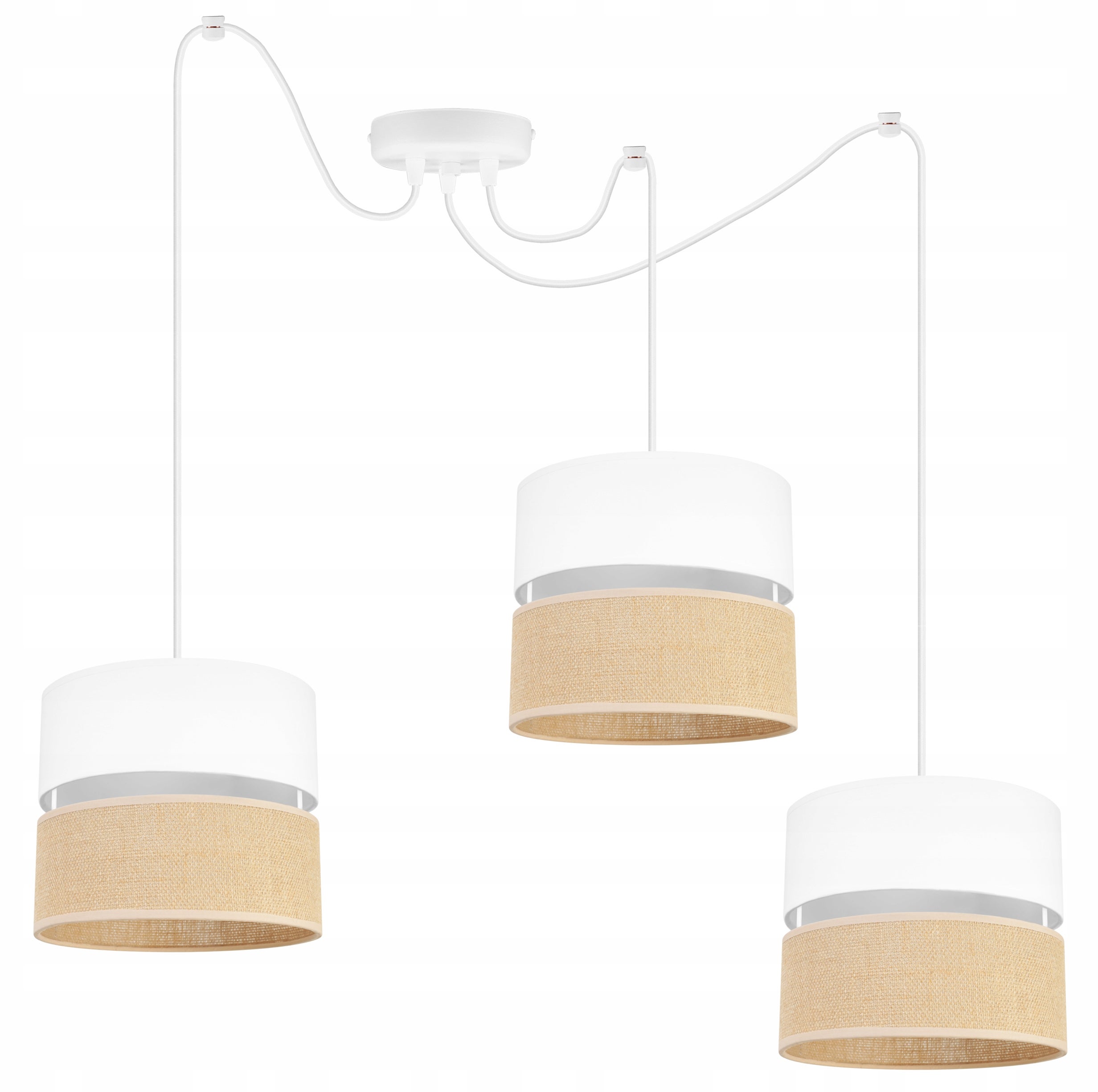 Lampa sufitowa wisząca Light Home LH Juta Pająk 3x E27 60W abażur 20cm tkanina biały
