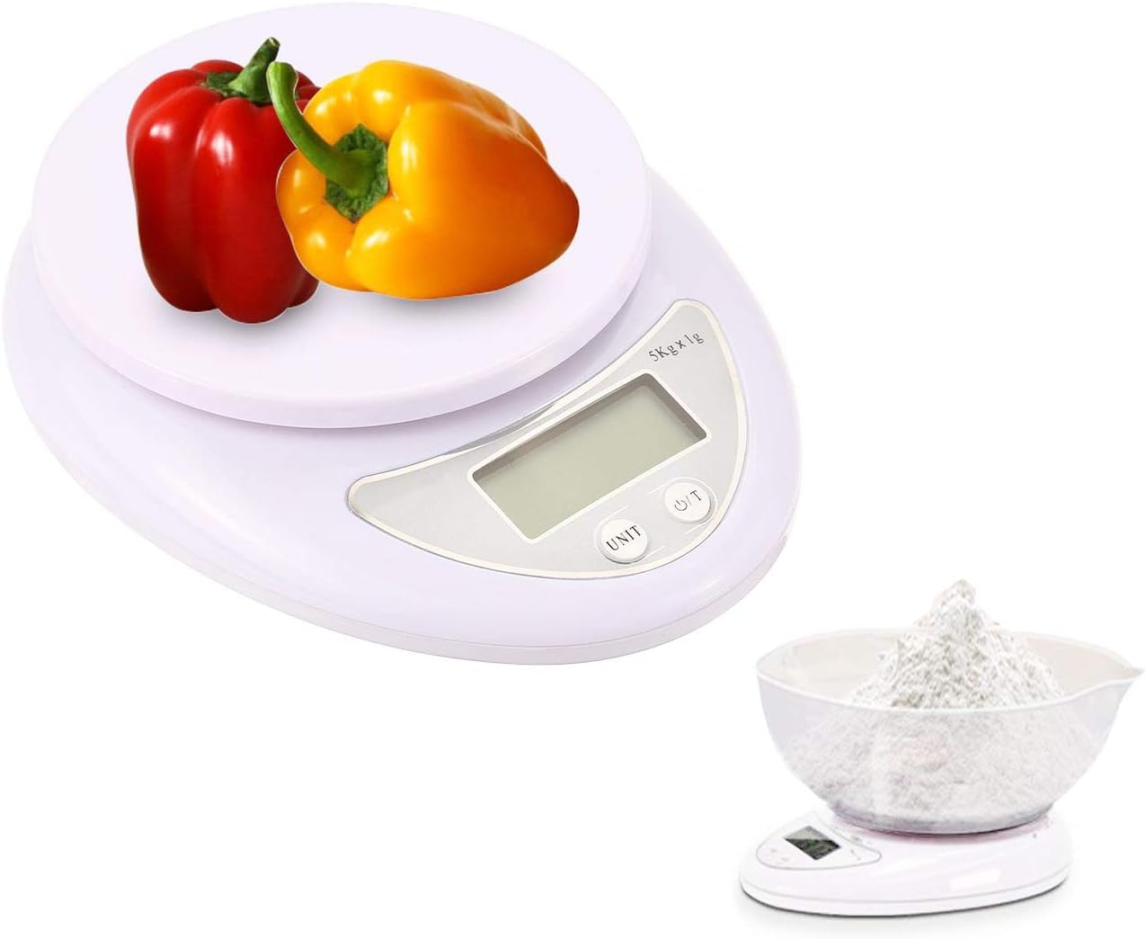 Dream God 11 lb / 5 kg (1 g) Cyfrowa waga kuchenna – ultracienka, przenośna waga do ważenia płynnych przekąsek (z tacką)