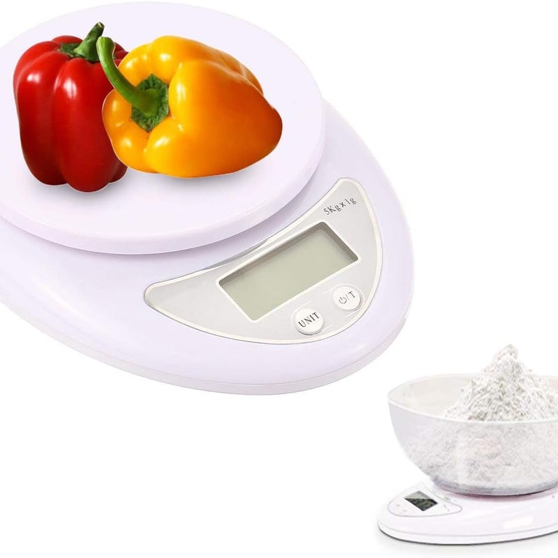 Dream God 11 lb / 5 kg (1 g) Cyfrowa waga kuchenna – ultracienka, przenośna waga do ważenia płynnych przekąsek (z tacką)