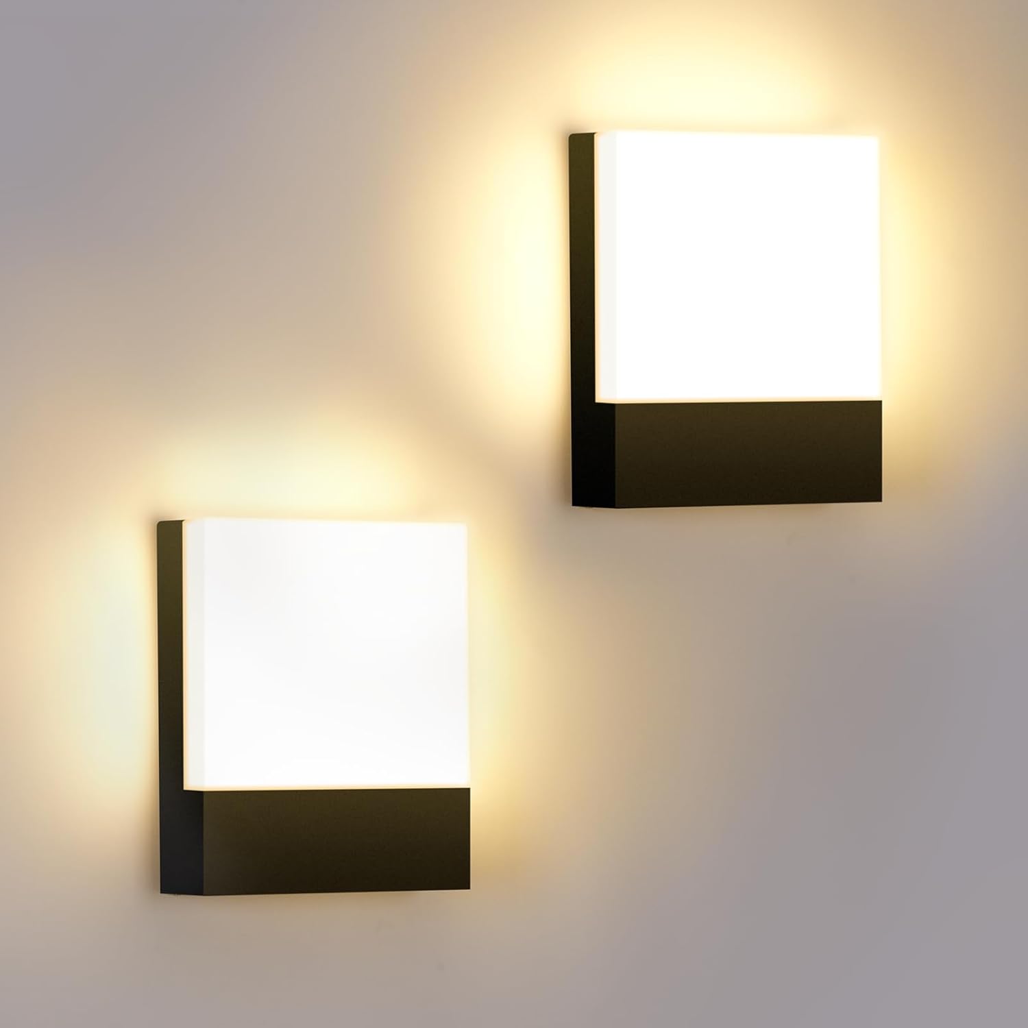 15 W, czarna lampa ścienna zewnętrzna LED, ciepła biel 3000 K, lampa ścienna do wnętrz, nowoczesny design do sypialni, salonu, klatki schodowej, koryt