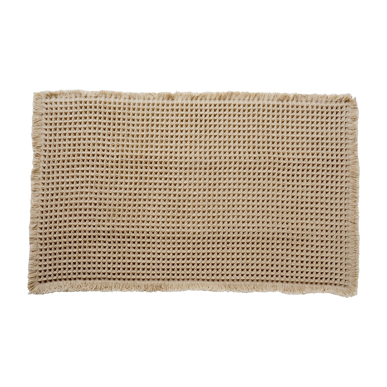 Dywanik łazienkowy – chłonny dywanik – dywanik o splocie waflowym z frędzlami – dywanik antypoślizgowy – (43 x 61 cm)