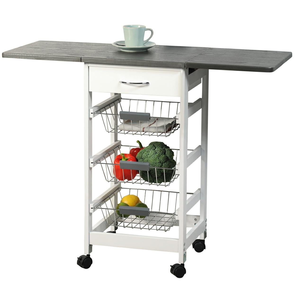 Barek kuchenny Kesper z rozkładanym blatem biało-szary 75,5x45x37 cm 1 szt.