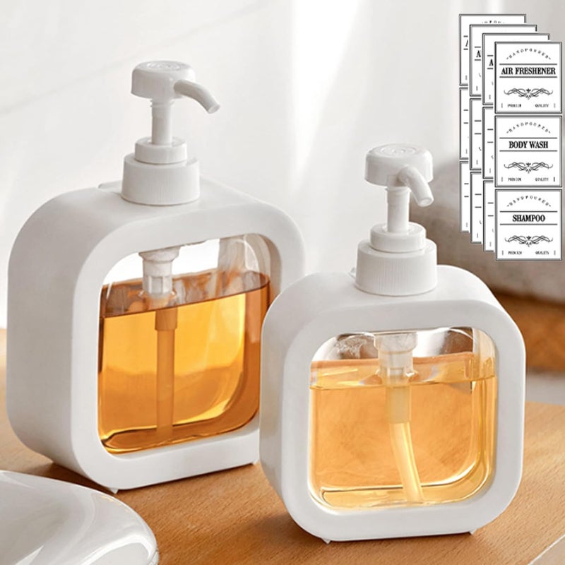 Dozownik mydła 300 ml, 2 sztuki, dozownik mydła kuchennego z możliwością uzupełniania i dozownik mydła łazienkowego, dozownik mydła z etykietą i