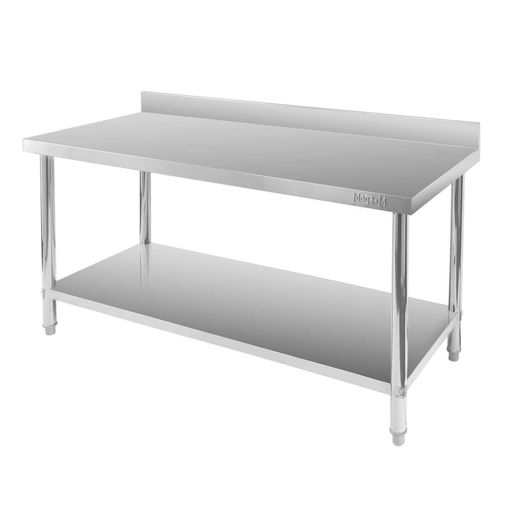 Stół gastronomiczny ze stali nierdzewnej Mega-M X Standard kuchenny przyścienny z półką 160x60x85cm