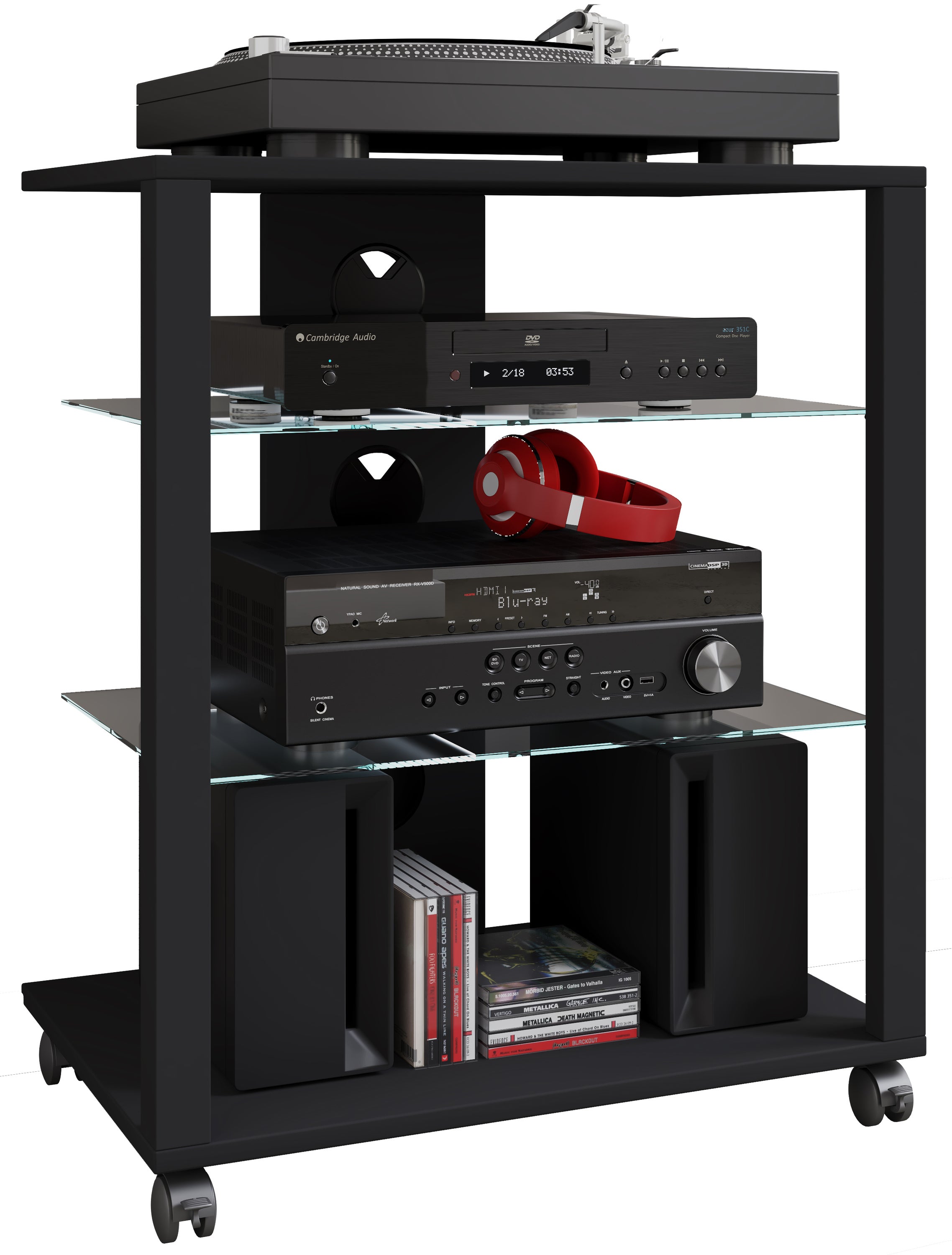 VCM Meble hifi Folas Czarny H. 70 x B. 60 x T. 41 cm