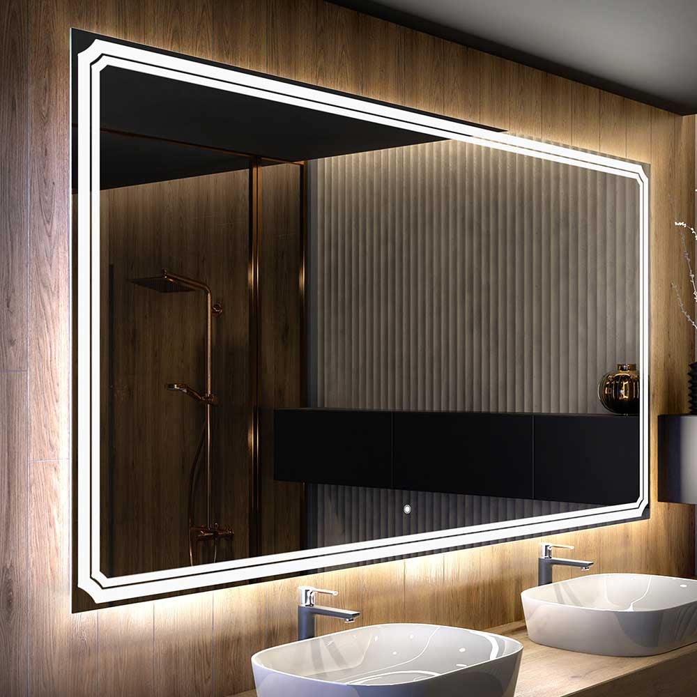 Lustro z podświetleniem LED Łazienka (140x50cm) Jasne lustro LED z przełącznikiem oświetlenia Chłodna biel