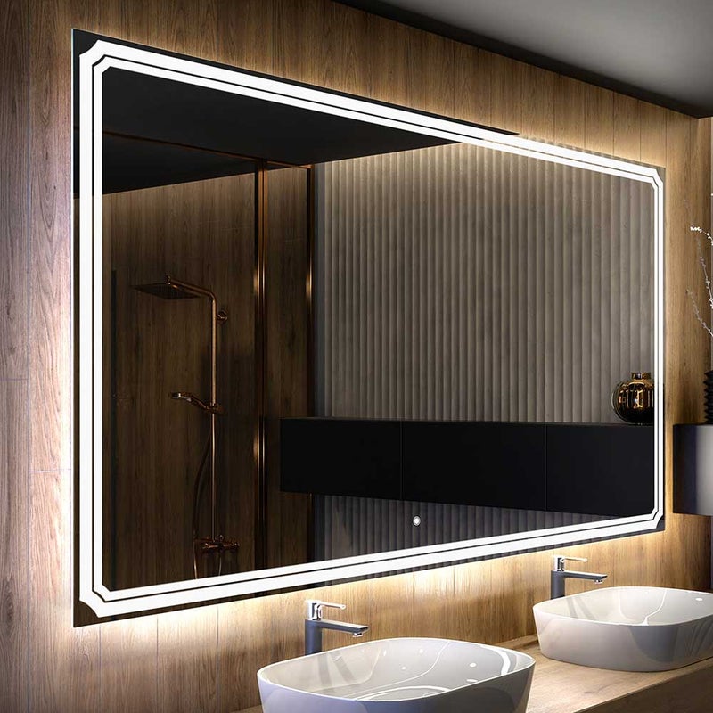 Lustro z podświetleniem LED Łazienka (140x50cm) Jasne lustro LED z przełącznikiem oświetlenia Chłodna biel