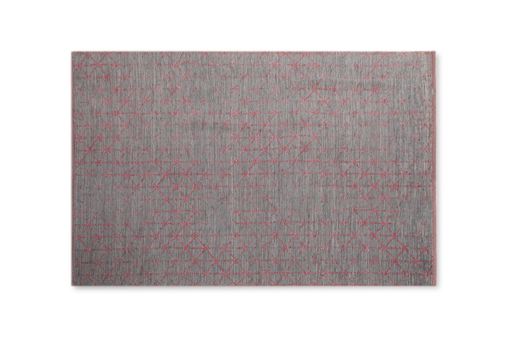Szaro-czerwony geometryczny dywan bawełniany 175x235cm