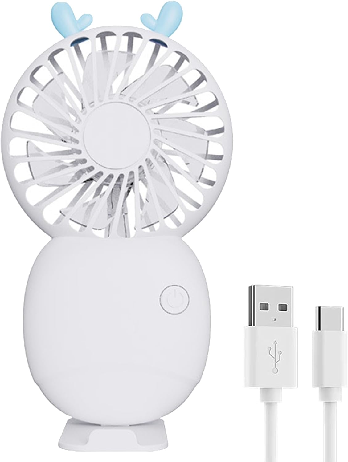 Blanc Portatif à Main,Mini Ventilateur USB Rechargeable,Petit Ventilateur,Ventilateur de Poche,Hand Fan avec 2 Vitesse