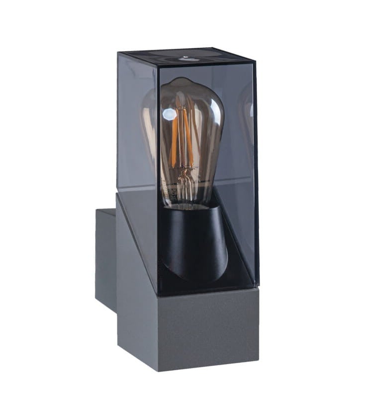 Kinkiet zewnętrzny LAVEN grafitowo-transparentny 1xE27x10W wym:25x8x13,5cm IP44 Kanlux