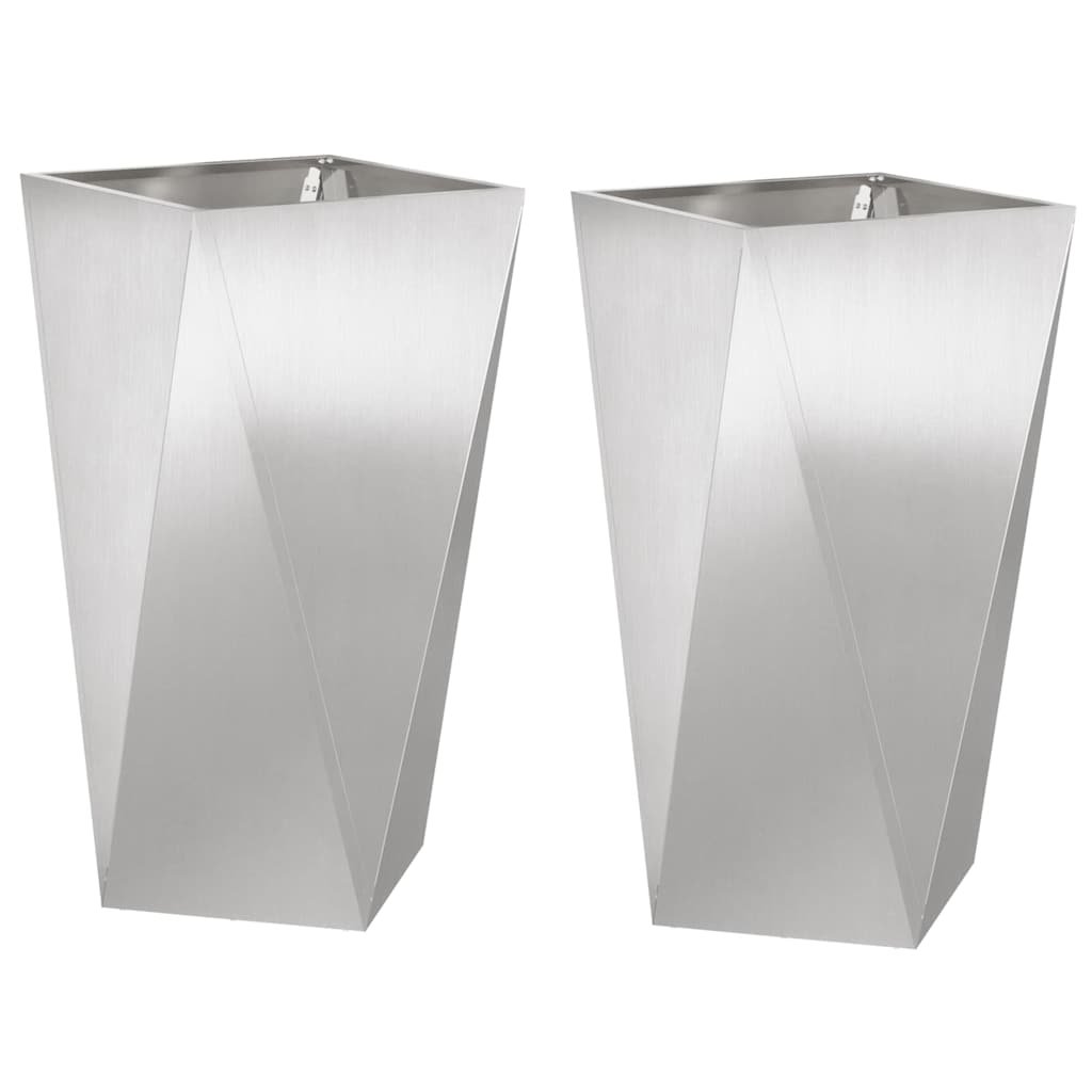 Donica 2 szt. Srebrny 40 x 40 x 75 cm Stal nierdzewna