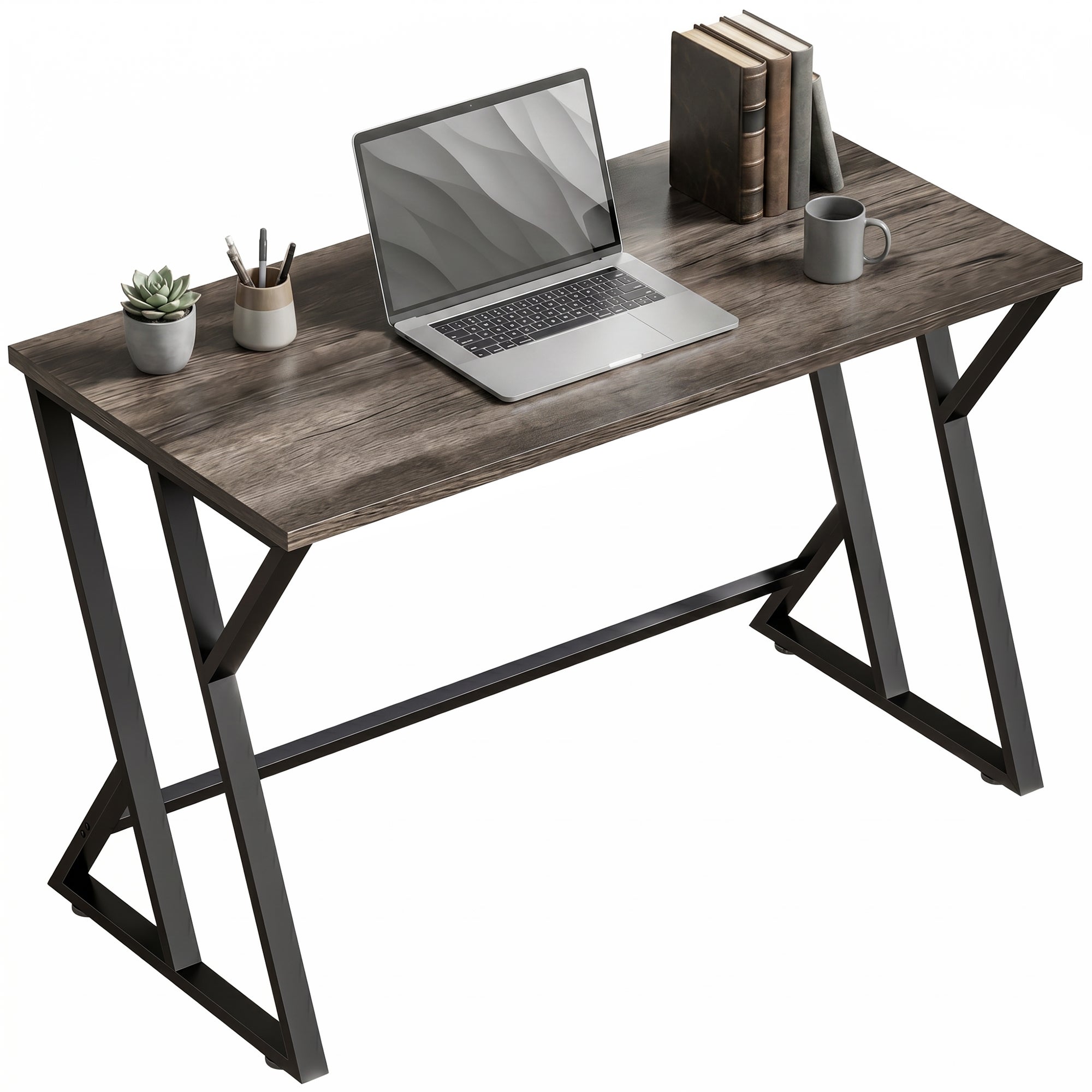 120 cm biurko komputerowe, industrialny biurko z-shaped metalowy rama, biuro praca biurko, użytkud-Look szary