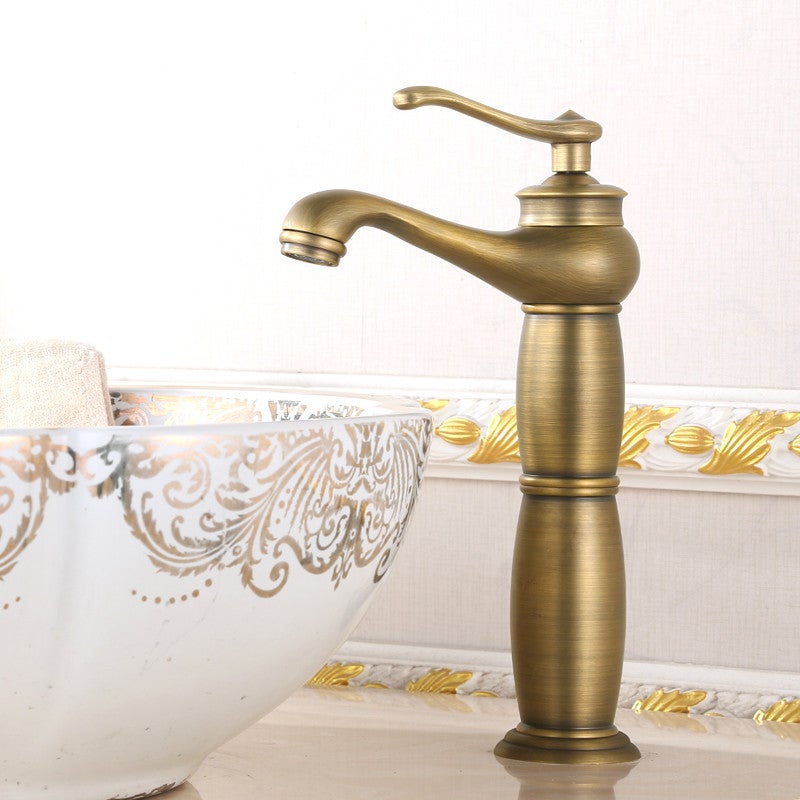 Bateria umywalkowa mosiężna mieszaczowa, bateria łazienkowa jednouchwytowa do wody ciepłej i zimnej, podstawa ceramiczna (wersja wysoka)