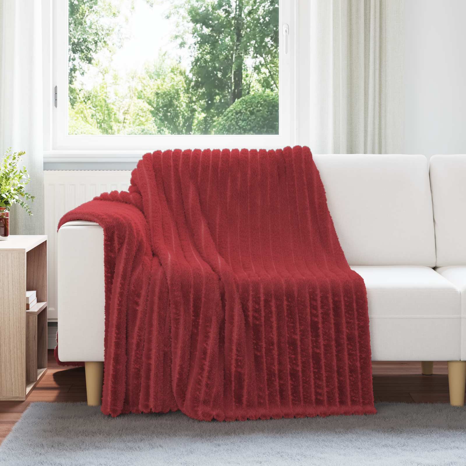 Koce narzutowe 6 pcs Bordeaux Czerwony 200 x 150 cm Polar vidaXL