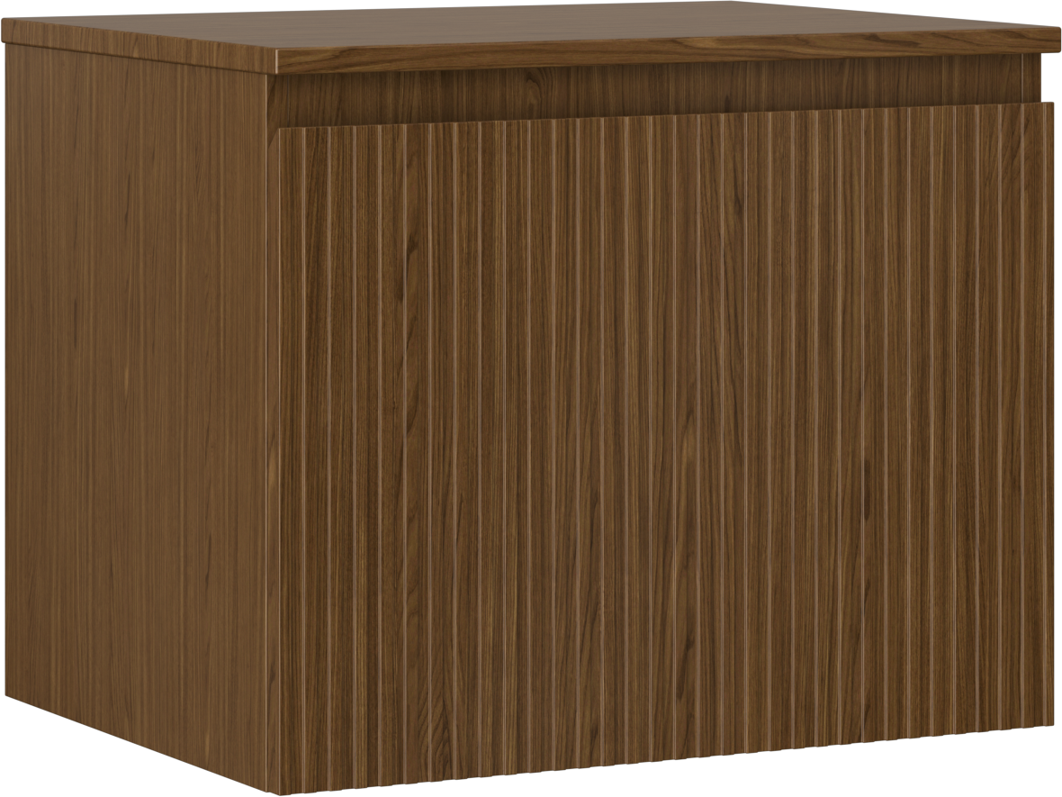 Mexen Rivel szafka łazienkowa podumywalkowa 60 cm z blatem, 1 szuflada, ryflowana , orzech - 91A20-06047-1-BFC86