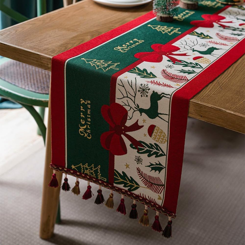 Luksusowe, kolorowe obrusy w stylu vintage, obrusy żakardowe haftowane z frędzlami, eleganckie obrusy dekoracyjne. 35*180cm
