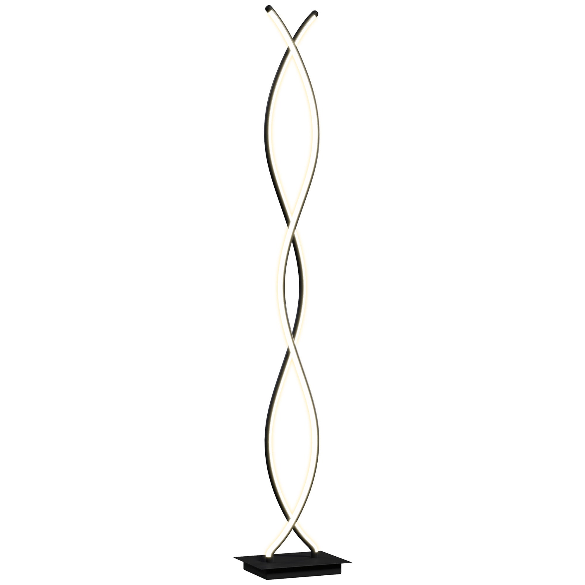 Lampa podłogowa do salonu, 3 poziomy jasności z regulacją, podwójna spirala, z przełącznikiem nożnym, czarna