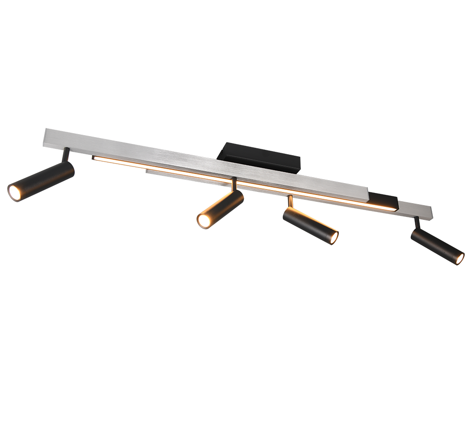 Lampa sufitowa nowoczesna srebrno-czarna rozsuwane sticki reflektorki pilot LED 34W ZENO Trio