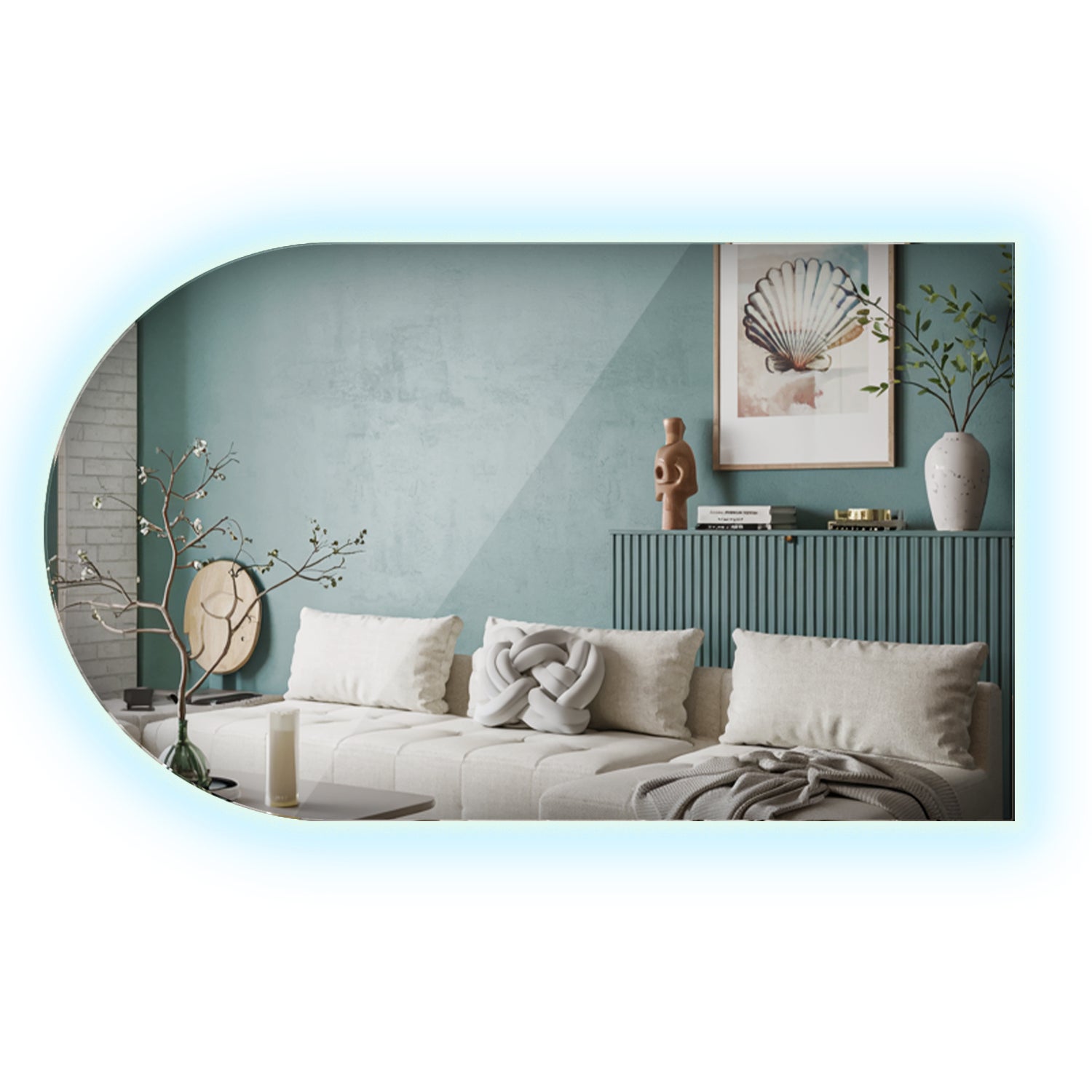Lustro design owalne ścięte LED zimne 45×80 cm świetne do łazienki lub garderoby – ArtPrintCave