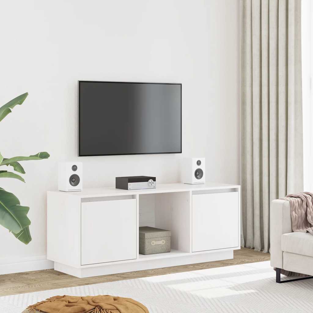 Szafka pod telewizor, biała 110,5x35x44 cm, lite drewno sosnowe vidaXL