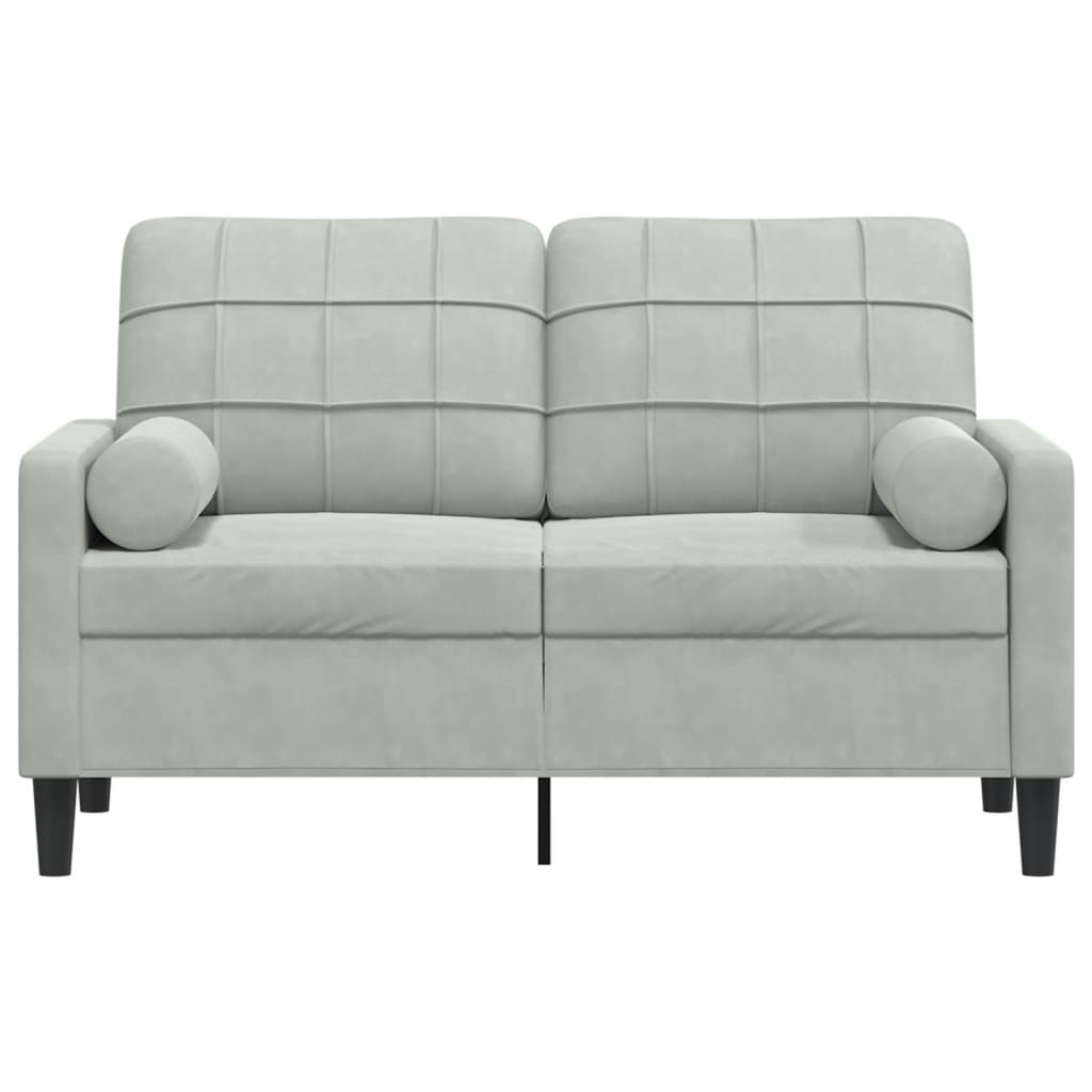 2-osobowa sofa z poduszkami, jasnoszara, 120 cm, aksamit