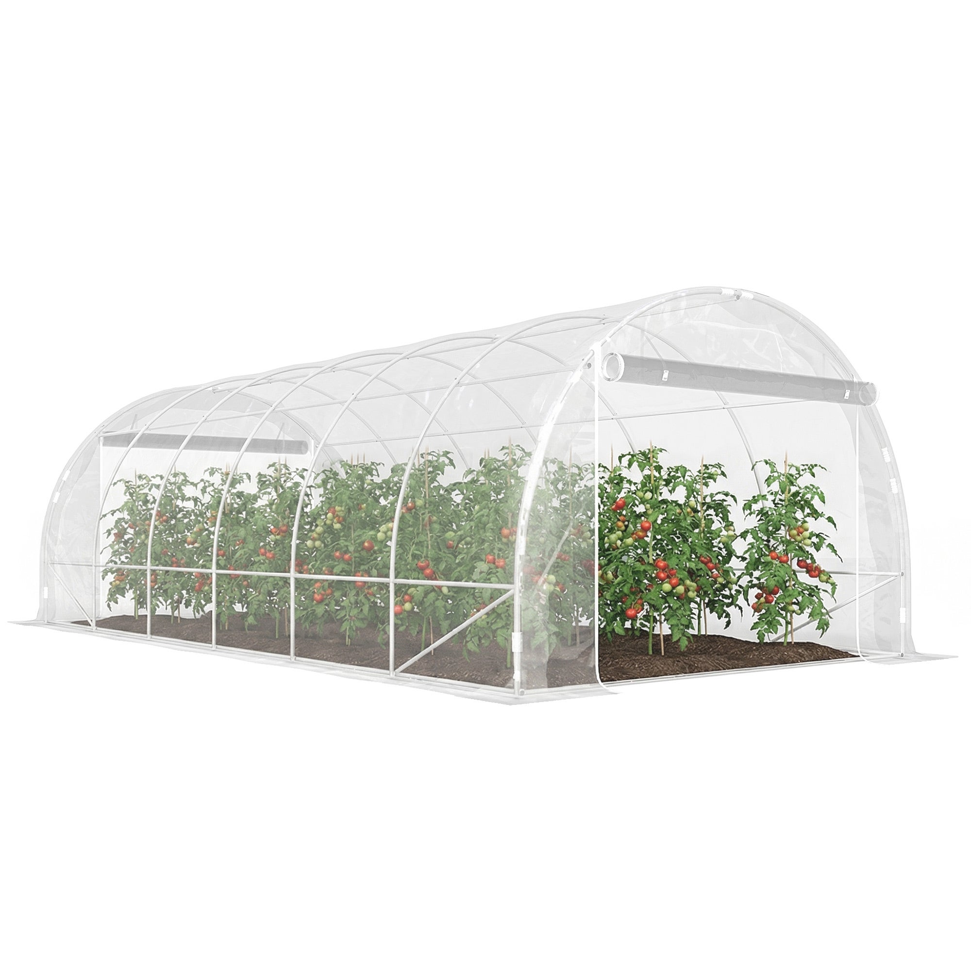 ogród tunel foliowy 18m² ogród tunel foliowy 296x597x199cm stal ocynkowana rama, 150g/m² przezroczysty PE plandeka