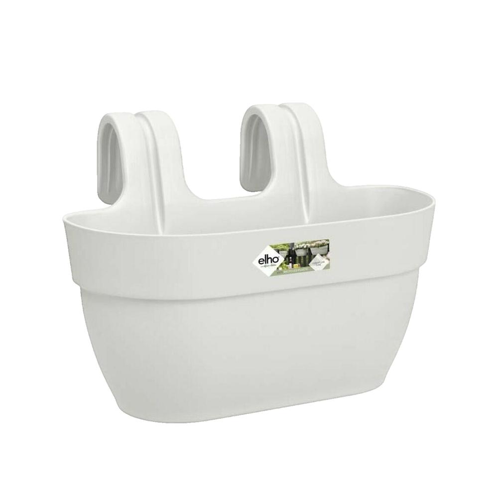Elho Vibia Campana Easy Hanger Medium plastikowa doniczka balkonowa, jedwabista biel - 36 x 24 x 26,5 cm