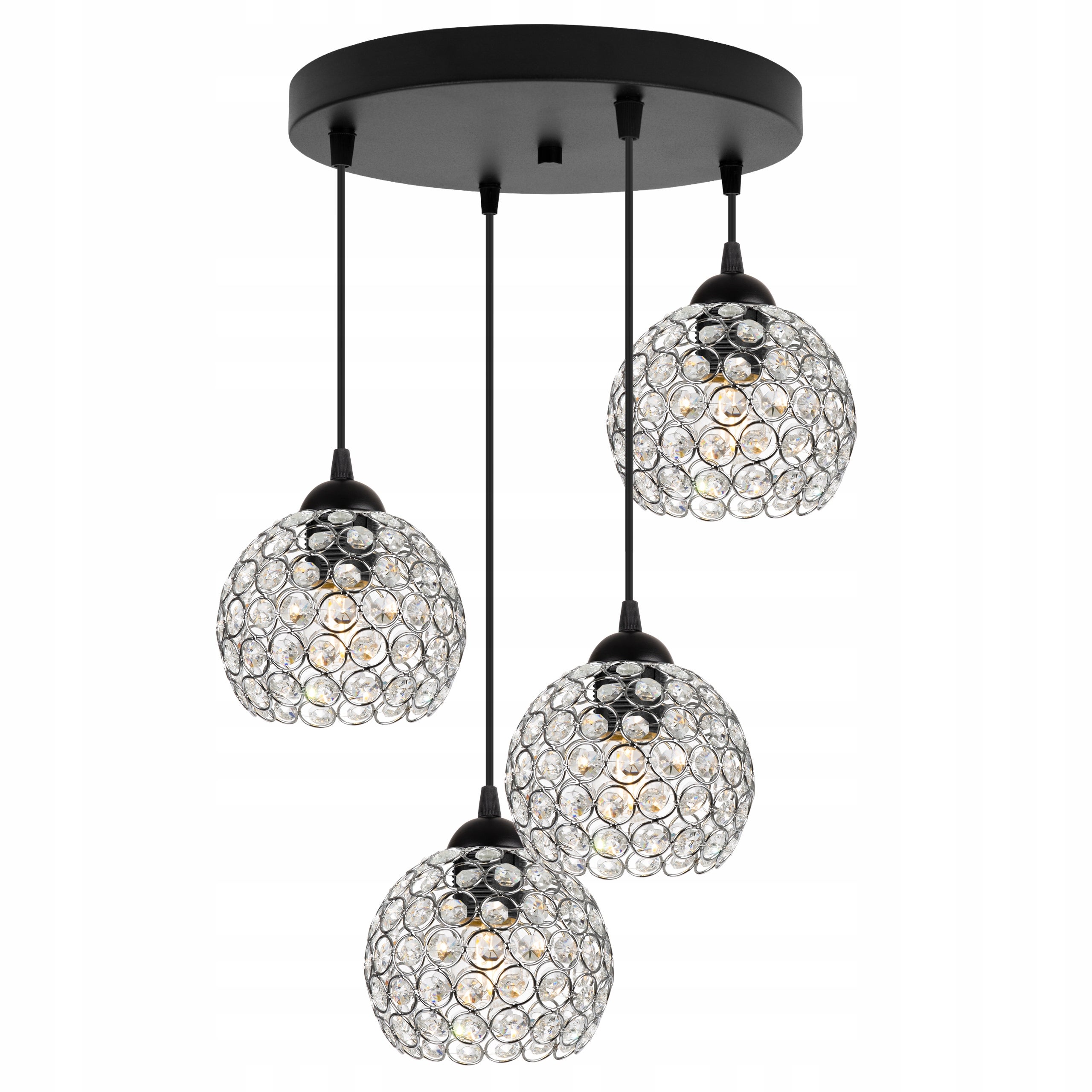 Lampa sufitowa wisząca okrągła Light Home LH Crystal 4x E27 60W czarny/srebrny