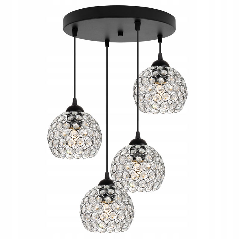 Lampa sufitowa wisząca okrągła Light Home LH Crystal 4x E27 60W czarny/srebrny