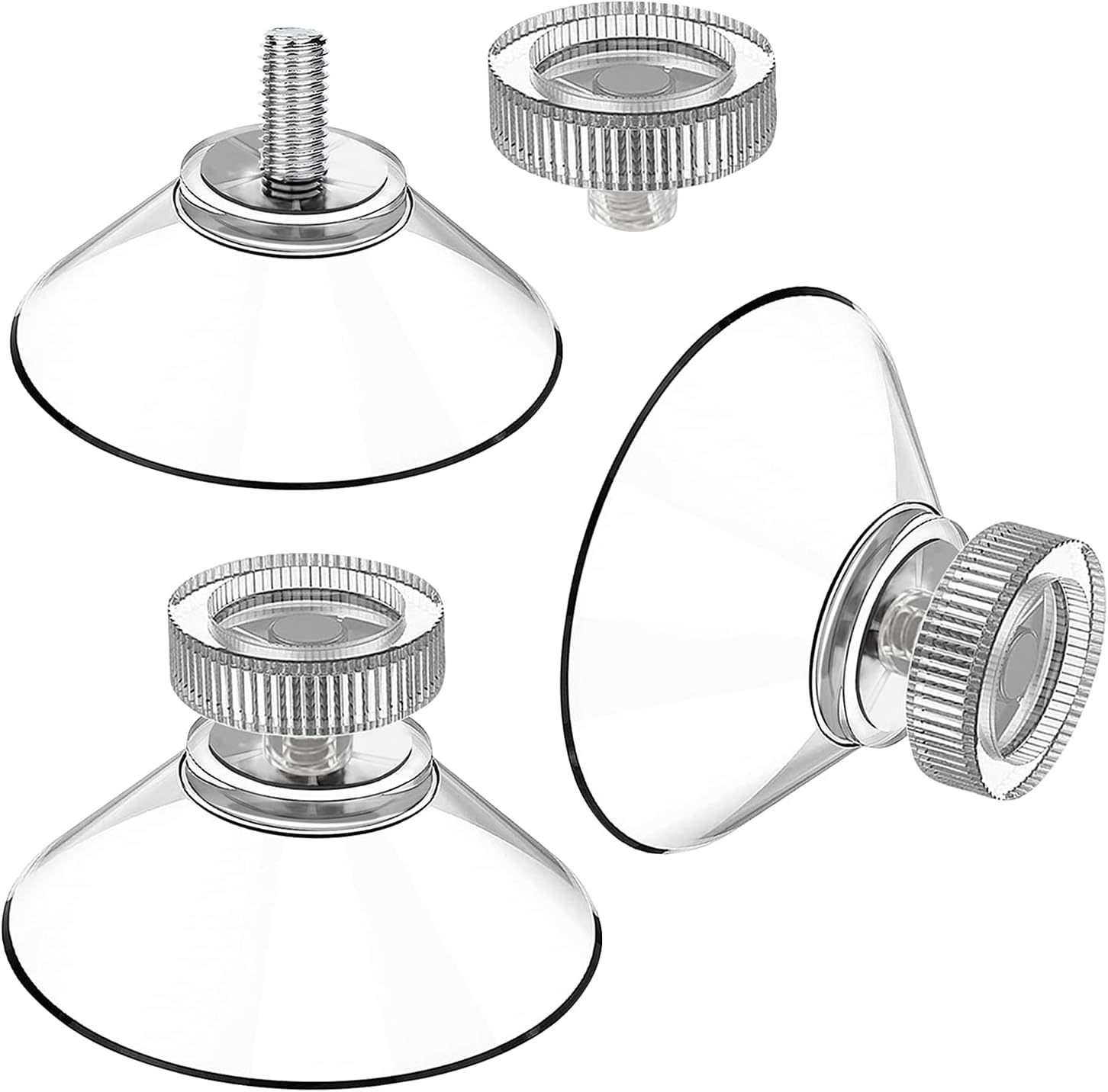 Zestaw 25 przyssawek Ø 40 mm M4 - Przezroczyste przyssawki z radełkowaną nakrętką