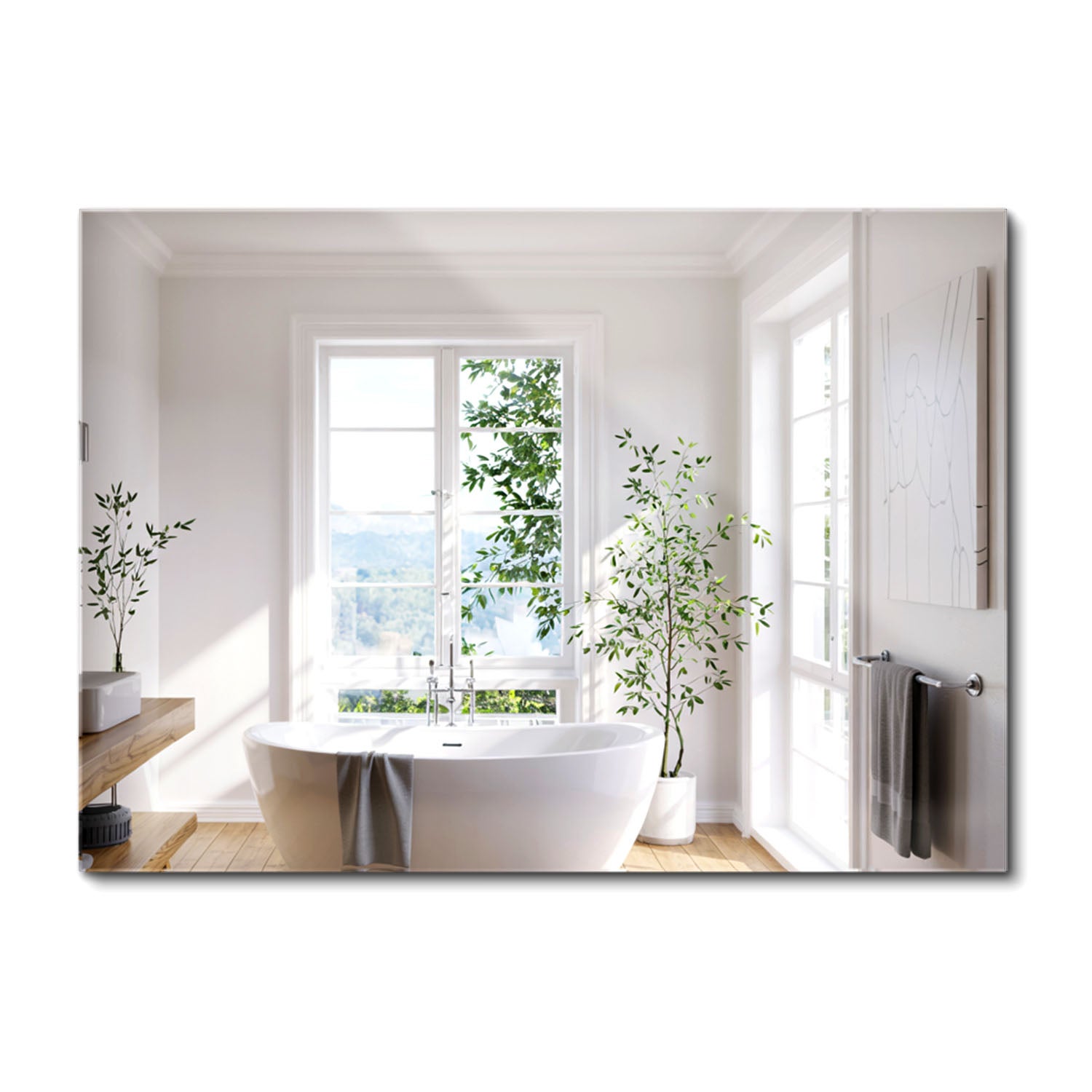 Lustro ścienne prostokątne 70 cm x 50 cm współczesne, nowoczesne lustro dekoracyjne do salonu lub sypialni – ArtPrintCave