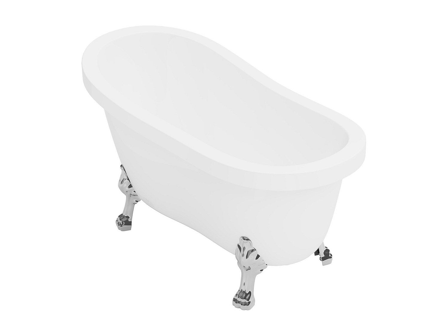 Wanna wolnostojąca retro ze srebrnymi nogami w kształcie lwich łap - 200 l - 145 x 74 x 77 cm - Biała - NISOS II