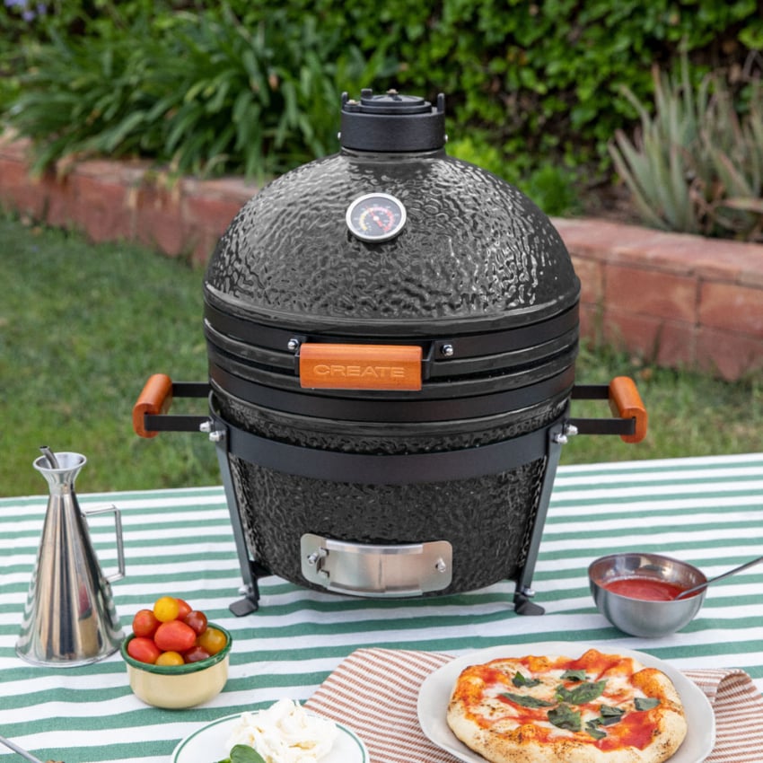 CREATE - BBQ KAMADO - Ceramiczny grill z wędzarnią - Noir