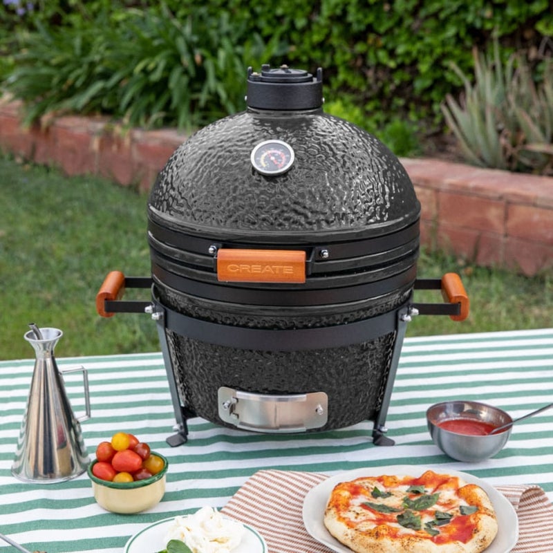 CREATE - BBQ KAMADO - Ceramiczny grill z wędzarnią - Noir
