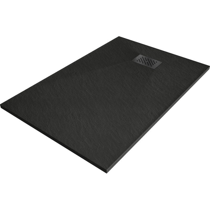 Mexen Hugo brodzik prostokątny SMC 130 x 90 cm, czarny, maskownica czarna - 42709013-B