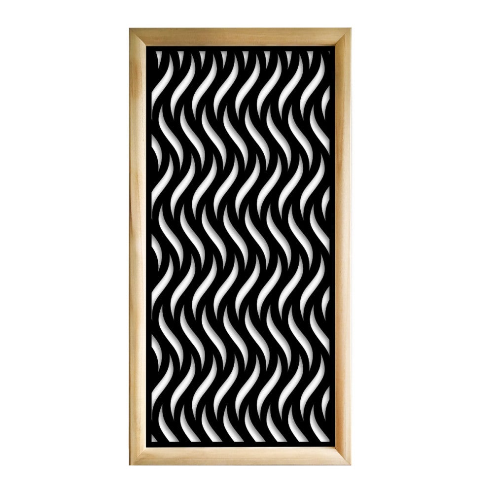 VERTICALWAVES - Prostokątne moduły dekoracyjne z drewna i PVC - Rozmiar 73x148 cm - Grubość 64 mm - Kolor wewnętrzny CZARNY